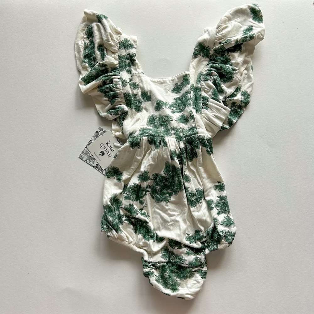 NWT Kate Quinn sleeveless ruffle strap bubble pine bamboo 2T